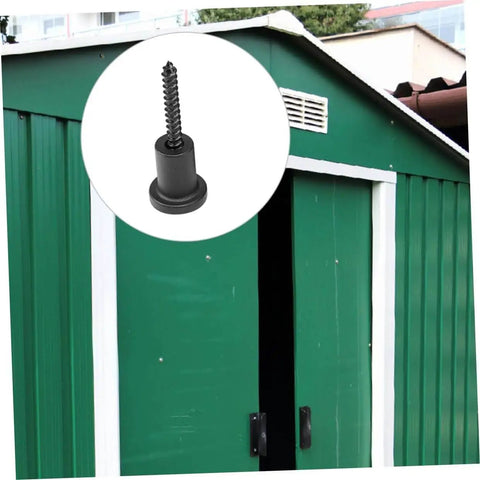 Barn Door Track Connector Accessories With Wall Spacers For Sliding Barn Doors DIY Upgrade Kit Replacement Parts Including Pipe Clamp And Screws Easy Install For Stronger Smoother Door Operation And A Sleek Look, shown with a screw and spacer, installed on a green metal shed.