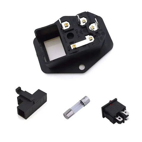 Three Piece AC 250V 10A Three Terminal Power Socket With Fuse Holder Case On Off Switch Light For Arcade Power Supply Projects