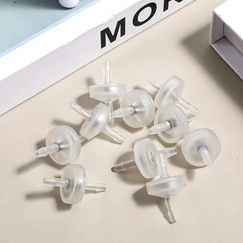 10-pack plastic check valves with hose barb, 1/8 in (3 mm), clear one-way valves for water, fuel, and air
