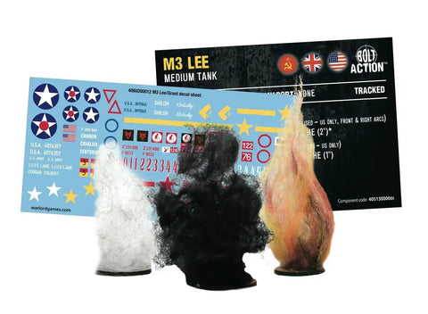 M3 Lee Medium Tank Model Kit 1 56 Scale 28mm US Army Plastic Bolt Action Miniature decals, card, and damage markers