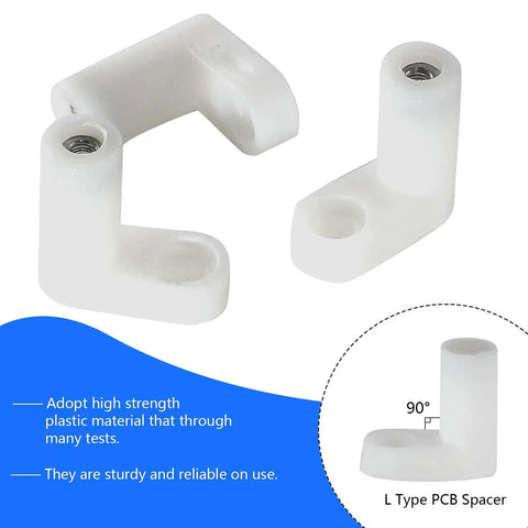 L-shaped 50 Pieces PCB Board Mounting Feet With Screws Kit Plastic PCB Spacers Standoffs For Arcade Gaming Boards And Console Motherboards Durable Gamer Grade Insulating Mounting Hardware For Precise Vibration Free Installations