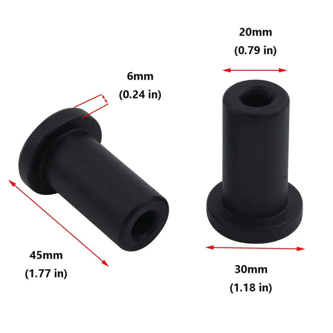 Sliding Barn Door Wall Track Spacers Set Carbon Steel Connectors For Door Frame Pack Of 6, showing dimensions and POM coating