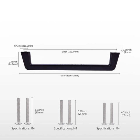 Measurements of Six Inch Black Cabinet Pulls Set Six Pack For Cabinets Drawers Bar Cabinets Bathroom Wardrobe Handles and screws.