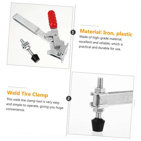 Heavy Duty Welding Toggle Clamps Set With Rubber Tips Two Pack Quick Release Workshop Clamps, iron construction, side view