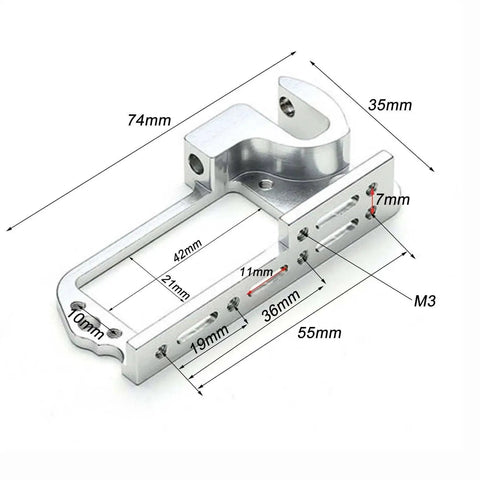 Powerday 995 servo airdrop release bracket for RC multicopter, aluminum alloy, silver, angled view