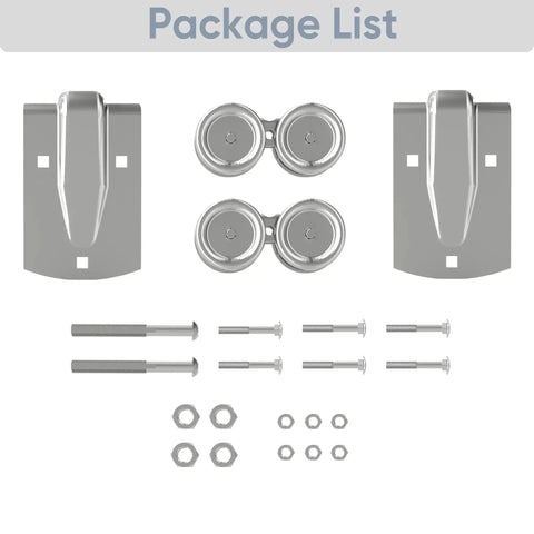 Exterior Sliding Door Hangers and Box Rail Barn Door Hardware Kit in Silver for Outdoor Use, Heavy-Duty Track System Supports