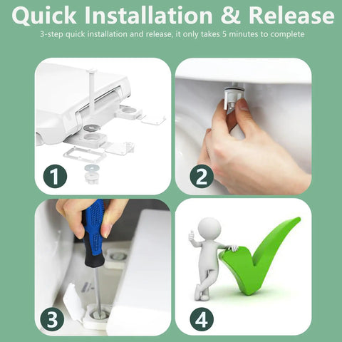 Quick installation guide for Soft Close Round Toilet Seat Set Two Pack 16.5 Inch White PP Material Safe Easy Clean No Slam