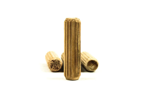 100 Pack Five Sixteenth Inch By One And One Half Inch Birch Wood Dowel Pins Straight Fluted Dowels With Beveled Ends