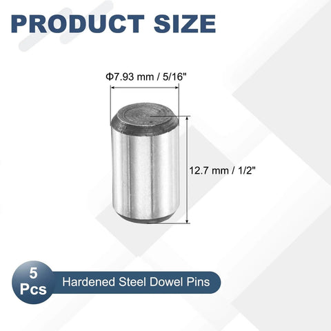 5 Pcs Carbon Steel Dowel Pins 5/16 Inch By 1/2 Inch Round Rods For Pegs And Shelves DIY Craft Shaft Model Car Gear Hardened Steel Pins