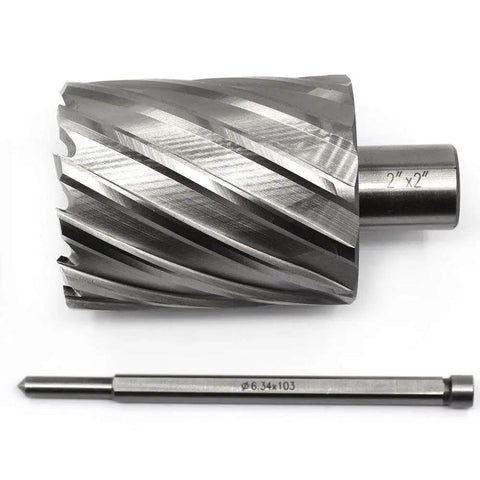 Annular Cutter Set Three Quarter Inch Weldon Shank With Pilot Pin for Magnetic Drill Press Slugger Bits Two Flat HSS Kit
