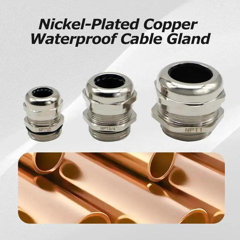 NPT Three Quarter Inch Nickel Plated Brass Waterproof Cable Glands Set Of Four With Adjustable Thirteen To Eighteen Millimeters