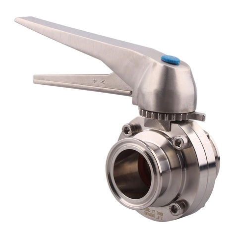 DERNORD 1.5-inch tri-clamp clover butterfly valve with trigger handle, stainless steel 304