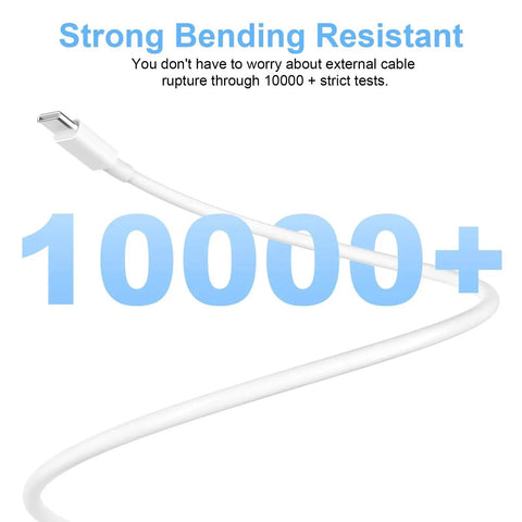 Apple USB C To USB C Cable 2 Pack 10ft Fast Charge 60W For iPhone 16 17 Pro showcasing bending resistance and durability.
