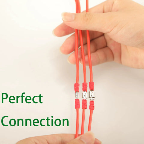 Feggizuli 280pcs crimp connectors kit, red insulated spade terminals 2.8/4.8/6.3mm on three wires