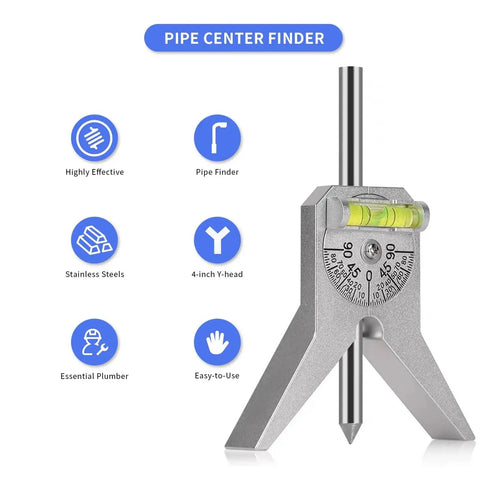 Pipe Center Finder And Marker Centering Tool For Welders And Pipe Fitters With Pro Grade Adjustable Dial Bubble Protractor 4 Inch Y Type Base