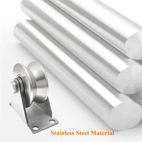 Stainless Steel V Groove Plate Casters With Double Ball Bearings For Sliding Gates next to steel rods