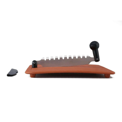 Fantastique Deluxe Stainless Steel Vegetable Cutter With Two Sided Razor Sharp Blades And Magnetic Construction Polypropylene Board With Nylon Handle No Finger Cut Safe Fast Veggie And Fruit Slicing By Anjali side view