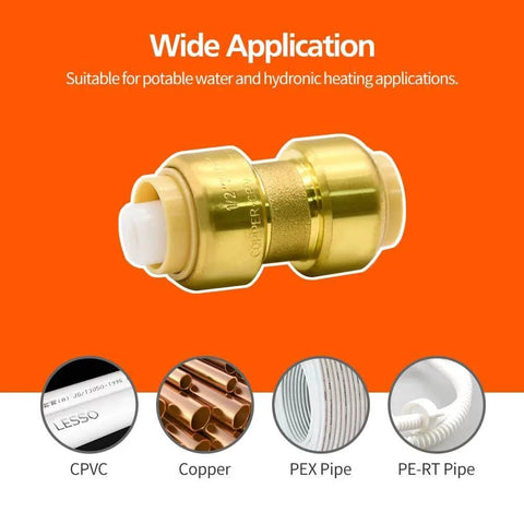 2 Pack One Half Inch Push To Connect Straight Fittings With Disconnect Clip Tool Included For Copper Pex And CPVC Pipe