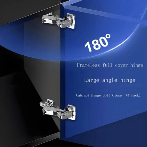 4 Piece 180 Degree And 175 Degree Large Angle Soft Close Frameless Cabinet Hinges Set With 24 Self Tapping Screws for corner doors