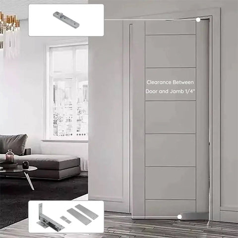Double Action Spring Hinge With Cover Plates For Wood Doors Self Closing Top Pivot Hinge Adjustable Torque Stop, door installed