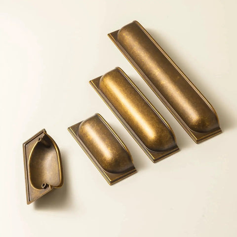 Antique Brass Cup Pulls Zinc Alloy Cabinet Hardware For Kitchen And Furniture, 5 Inch Center Spacing, 6 Pack, Model 9632GT 128