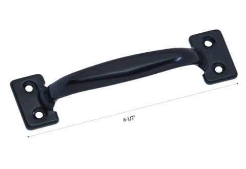 Door Pull Six And A Half Inch Steel Black Coated Surface Mount Two Pack With Mounting Hardware For Barn Garage Screen Doors Fence Gates