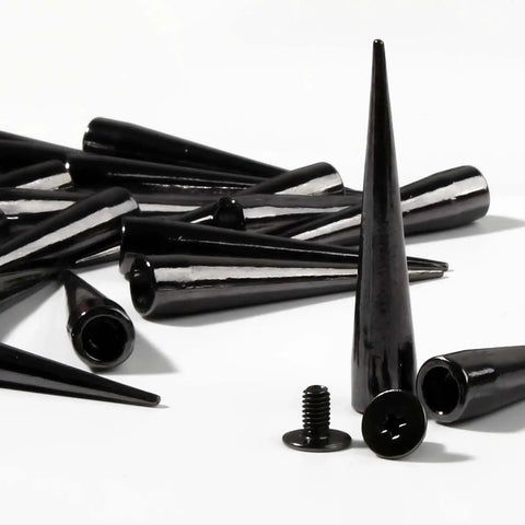 40 Sets Spikes and Studs Kit 7x40mm Cone Rivets With Punch Tool For Clothes, black metal spikes and screws