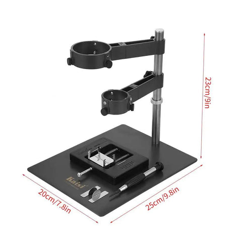 Sturdy Adjustable Hot Air Gun Holder With Cast Aluminum Base Clamp And Two Fixtures For BGA Rework Soldering Station