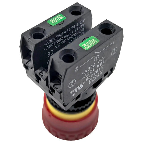Emergency Stop Switch 18A 125V and 12A 250V, Beefy Heavy Duty E Stop With Two Terminal Tabs for Industrial Equipment, KEDU HY57B Replacement