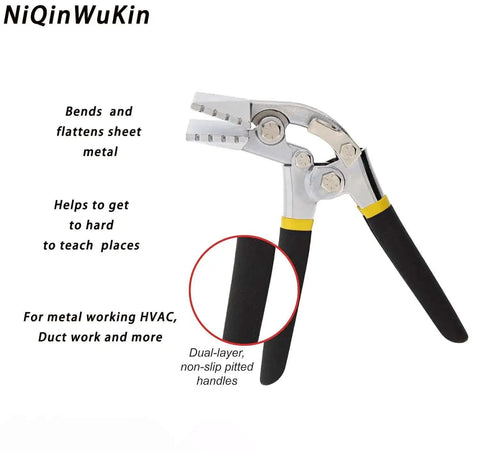 3 Inch Straight Jaw Metal Bender Hand Seamer Workhorse Tool for sheet metal with ergonomic handle shown against white background.