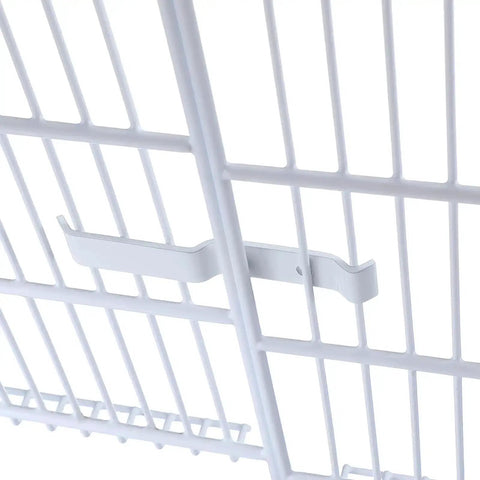4 Pack Ventilated Wire Shelf Corner Brackets For Closet Shelving Epoxy Coated Steel close-up of installed corner bracket