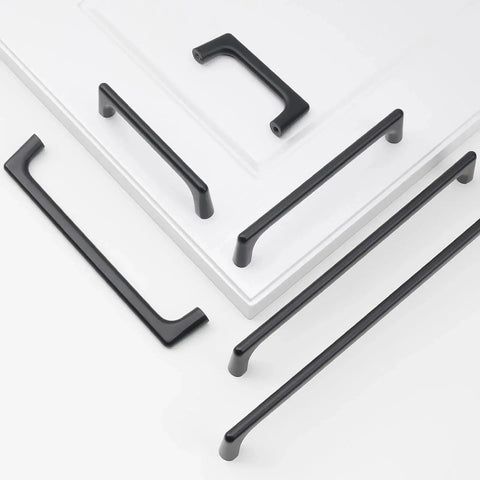 Ten Pack 5 Inch Matte Black Cabinet Pulls For Kitchen Cabinets, Drawers, Closets, And Dressers on white background