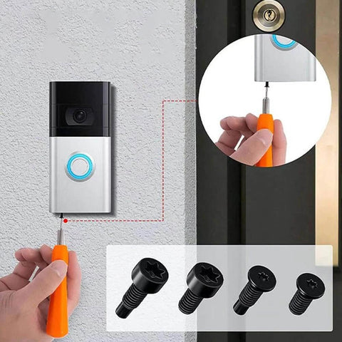 Doorbell Screw Replacement Set For Video Doorbells Includes Twenty Screws In Four Types With Four Of Each Size Short And Long T16 And T5 Compatible With Video Doorbell 2 And Doorbell Pro HeavyDuty Industrial Hardened Carbon Steel Construction DIY Install in use on doorbell