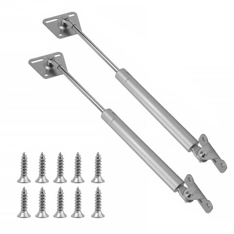 2 Pack Drop Down Gas Struts 150N 33 Lbs Soft Close Lid Supports with mounting screws for downward opening flaps on desks and cabinets