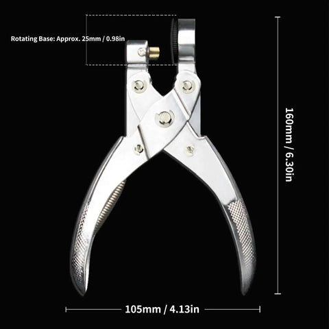 Handheld Single Hole Paper Punch For Scrapbooking And Office Use, Metal Circle Punch shown with measurements