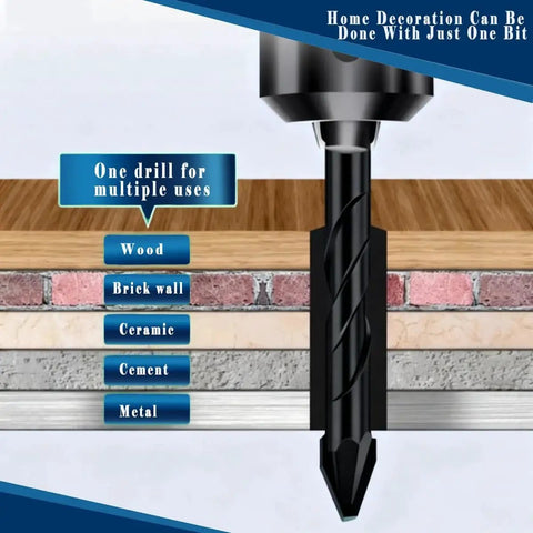 10 Piece One Quarter Inch Black Ceramic Tile Drill Bit Set With 6mm Shank Eccentric Head for Glass Marble Ceramic Tile Concrete Metal Plastic Brick