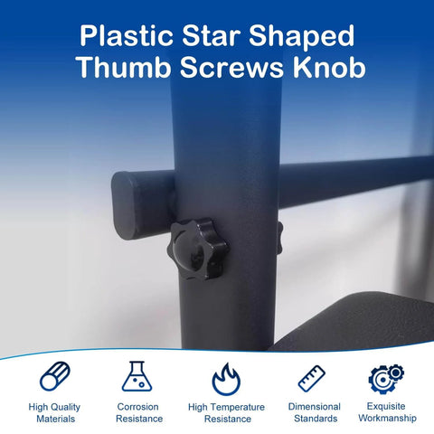 Close-up of installed black plastic star knob from 10 Pcs 1/4-20 Threaded Knurled Thumb Nuts With Black Plastic Star Knobs Easy Grip Clamping Screws For Replacing Umbrella Bases And Other Handy Fastening Projects Durable Carbon Steel Core