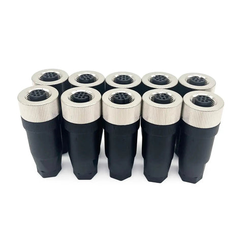 10 Pack M12 5 Pin Female A Code Straight Circular Sensor Aviation Connector Industrial Plug Waterproof IP67 4A 60V