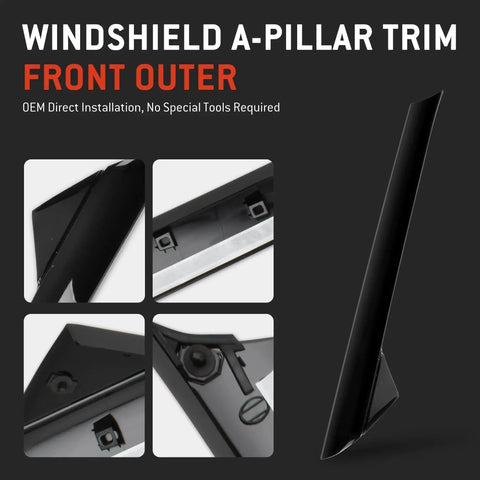 Ford Explorer A Pillar Windshield Trim Molding Driver And Passenger, close-up of installation features and trim design.