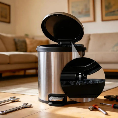 Soft Close Hydraulic Damper Must Have For Trash Can Lids Universal Lid Support Hinges Quiet Close Mechanism in kitchen scene