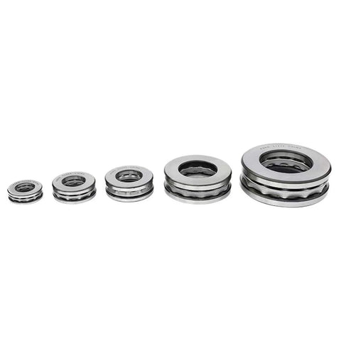 5 pcs thrust ball bearings, bearing steel, single row, silver metal, various sizes