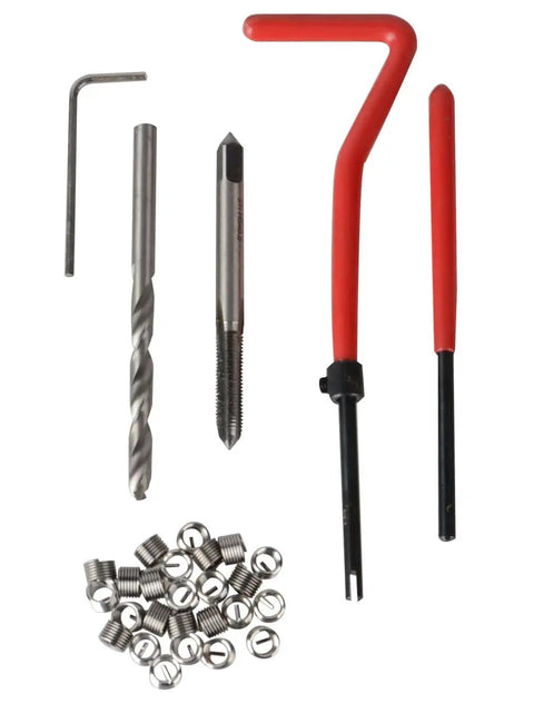 131 Piece Helicoil Thread Repair Kit With HSS Drill Bit And Thread Insert Tool For M5 M6 M8 M10 M12 Threads Fix Damaged Stripped Holes In Soft Metals Pro Grade Rethreading Kit For Home Garage Workshop