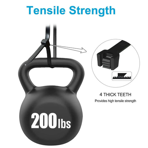 Heavy Duty 24 Inch Zip Ties 0.35 Inch Wide, 200 Lb Tensile Strength, Big Black Cable Ties For Bundling, Indoor Outdoor Use