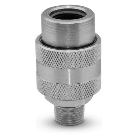 High Pressure Hydraulic Quick Coupler Set Three Eighths Inch NPT 10000 PSI Hardened Steel With Dust Caps front view