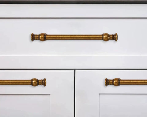 2 Pack 8 Inch Center Antique Brass Cabinet Pulls Heavy Duty Solid Zinc Alloy Handles for Cabinets Dressers Kitchens and Bathrooms