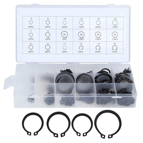 300 Piece Durable External Circlip Kit Retaining Ring Set For Bearings, Gears And Pulleys in plastic storage case