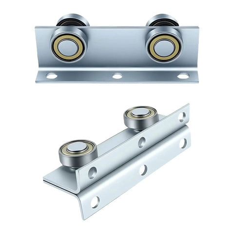 Sliding Door Hardware 100x30x29mm Heavy Duty Steel Trolley Assembly for barn shed sliding doors, visible rollers and steel construction.