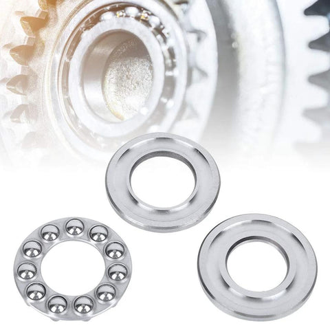 5-piece axial ball thrust bearing set, 51204, 10x5x5 with 5/8 inch bore; steel race rings and ball cage