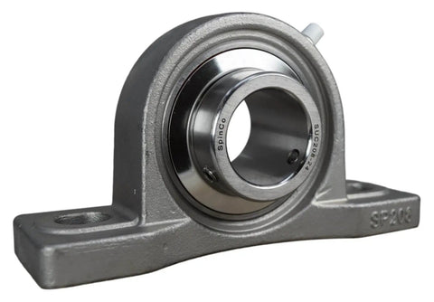 1-1/2 Inch Stainless Steel Pillow Block Bearing with Wide Inner Ring and Two Set Screws, Stainless Housing and Grease Zerk