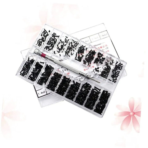 18 Piece Miniature Machine Screw Set With Countersunk And Round Head Screws In Clear Organizer Case For Laptop Repair Glasses And Watch Maintenance Everyday Precision Hardware Kit